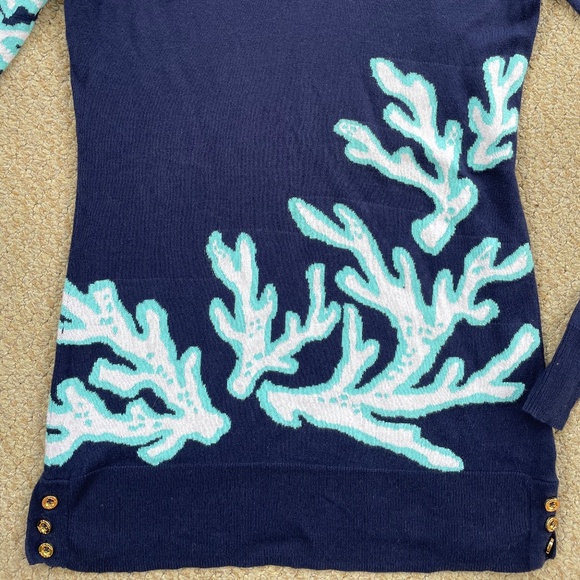 Lilly Pulitzer Ainsley Sweater True Navy Coral Size Small - Picture 5 of 5